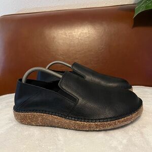 Birkenstock Black Leather Slip On Unisex Shoes